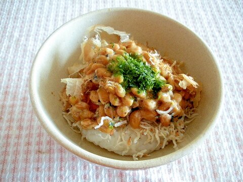 ☆道産大豆納豆とえびジャコのソース味ごはん☆